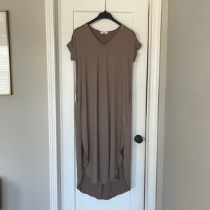 Entro taupe side slit maxi dress, size small.